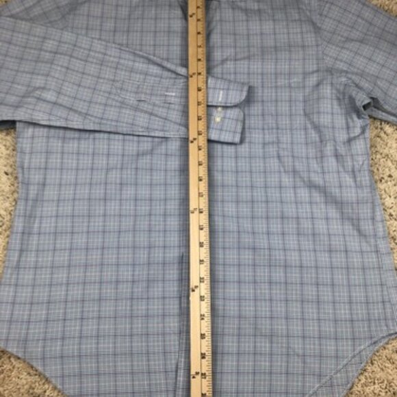Lauren Ralph Lauren 15.5 34/35 Classic Fit Stretch Blue Plaid Button Up Shirt - Picture 5 of 8